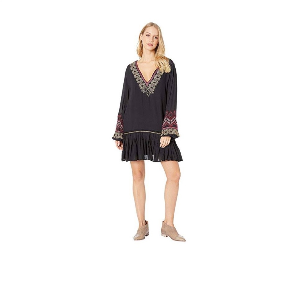 Free People Wild One Embroidered Peasant Dress S
